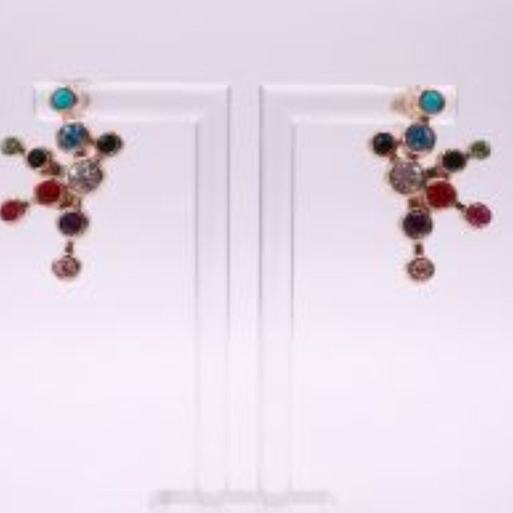 W Banana Republic  Rainbow Mutli Color Gem Stone Burst Stud Earrings NWT 45